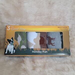 GOOD BOY MEN'S "DEER AND BEER" 3-PACK CREW SOCKS, NEW IN BOX!